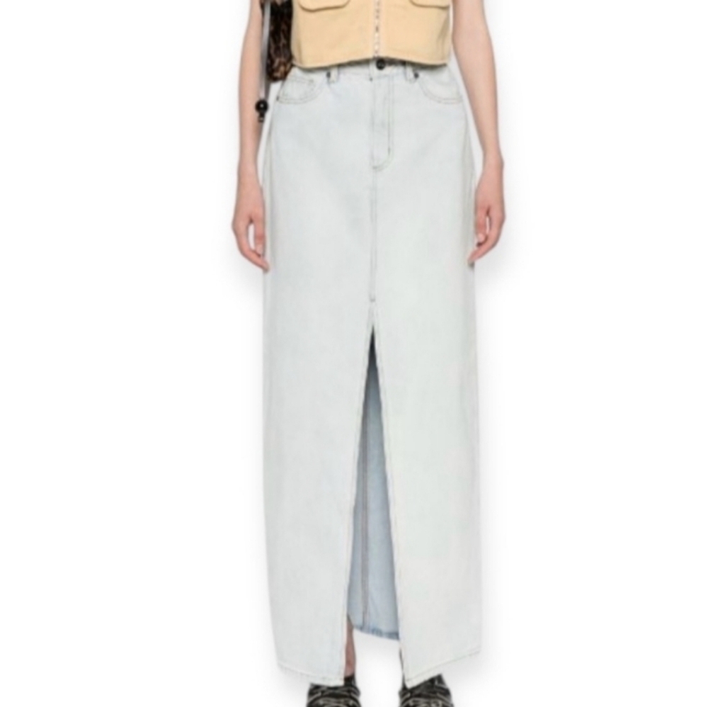 Industry Republic Clothing Jean Maxi Skirt Sz 8 Light Washed Denim Blue